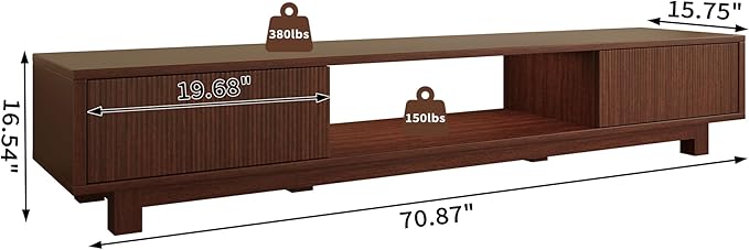 Maggym 70″ TV Stand with Storage, Modern Media Console with 2 Doors and Open - Image 2