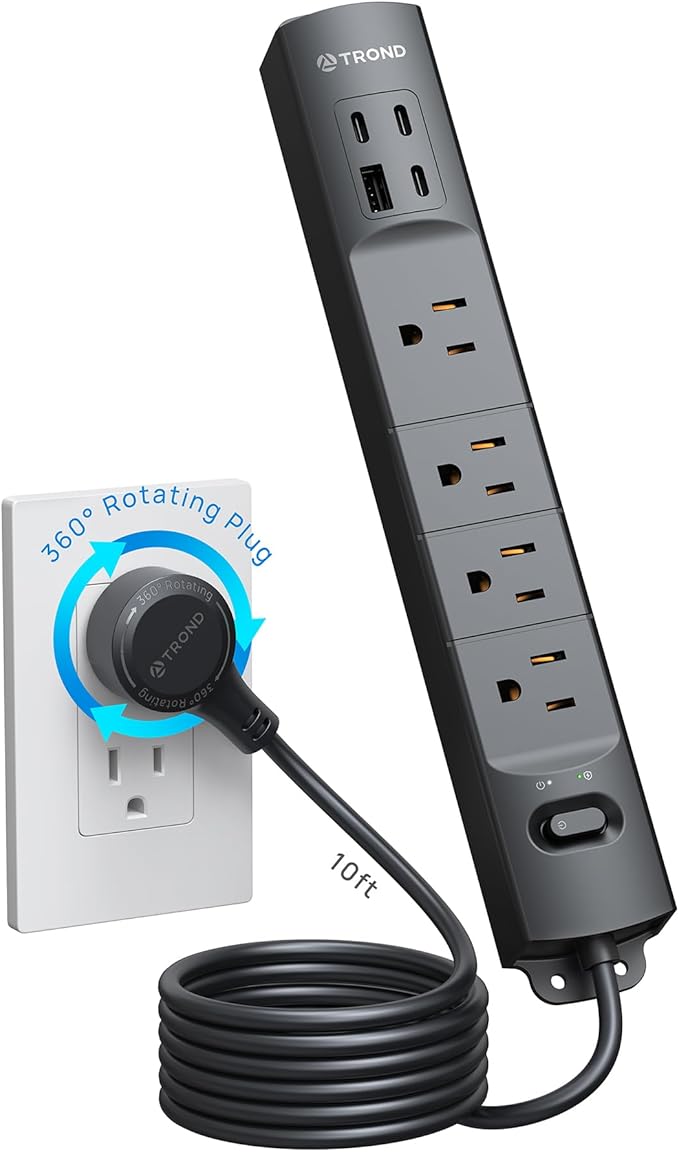 TROND 360° Rotating Plug Surge Protector, Power Strip by TRONDOfficial