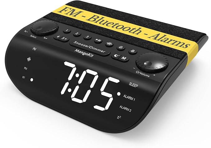MangoKit FM Radio with Bluetooth 5.3, Dual Alarm Clock by MangoKit