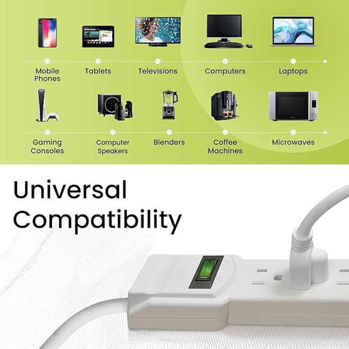 GoGreen Power Inc. 6 Outlet Surge Protector, 6FT Cord, 2 Pack - Image 4