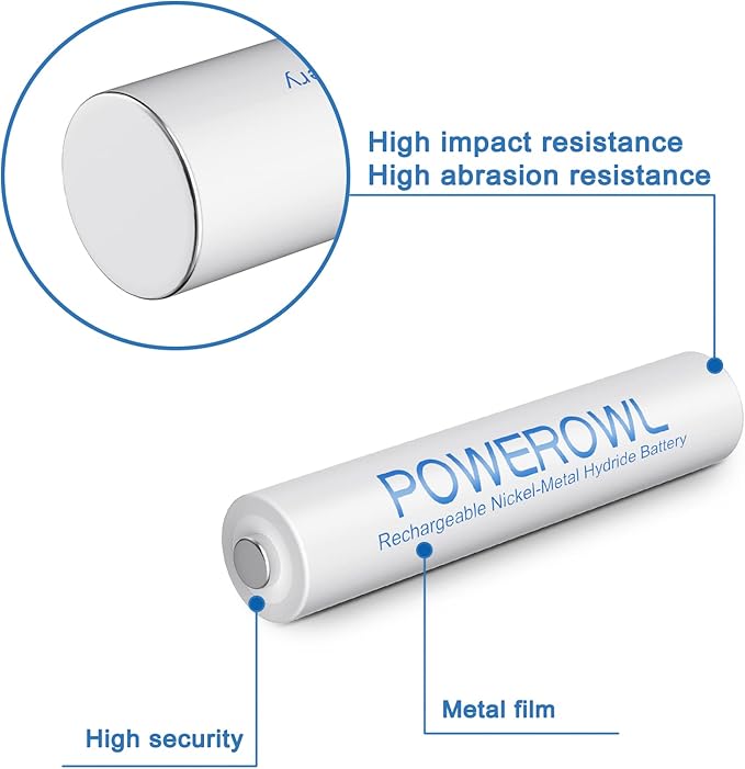 POWEROWL AAA Rechargeable Batteries, Rechargeable AAA Batteries 1000mAh High - Image 4