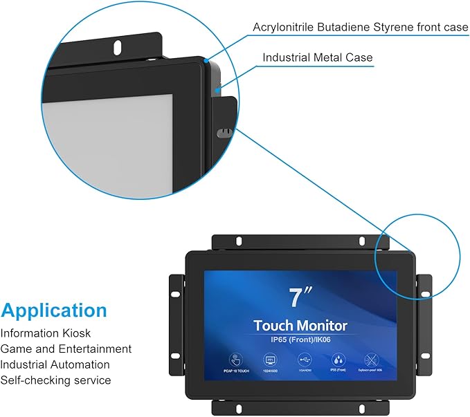GreenTouch 7 Inch Open Frame 1024x600 HDMI PCAP Touch Monitors - Image 5