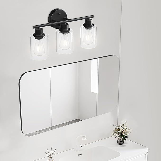 Guliaofo 3-Light Black Vanity Lights, E26 Modern Bathroom Light Fixtures - Image 8