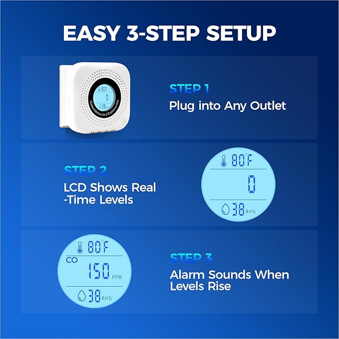 Daffypop Plug-in Carbon Monoxide & Natural Gas Leak Detector, 4-in-1 CO - Image 7