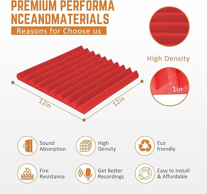 Saiqiang Acoustic Foam Panels 24 Pack 1 x 12x 12 Inches Soundproof Wall Panels - Image 3