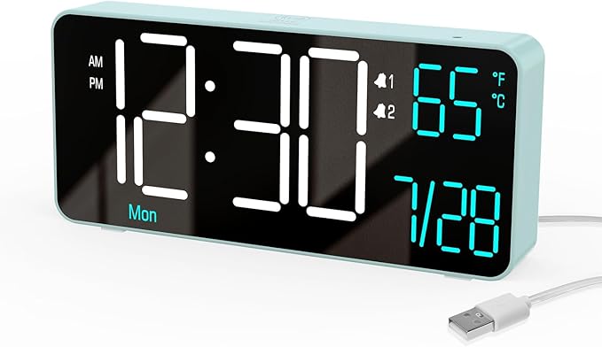 KOSUMOSU Digital Alarm Clock for Bedroom, 6.7in Desk Clock LED, Auto Dimming by KOSUMOSUTECHNOLOGY
