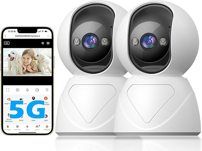 GUOANVISION 3MP Indoor Security Camera, 5G WiFi 360° Pan/Tilt Home Cameras by GUOANVISION
