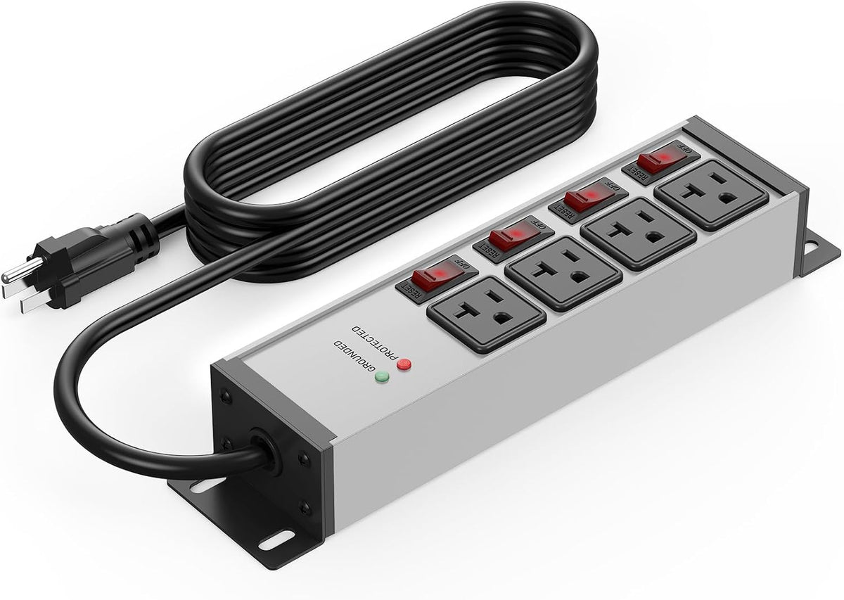 CCCEI Heavy Duty Surge Protector Power Strip 20 Amp Individual Switches. 25FT