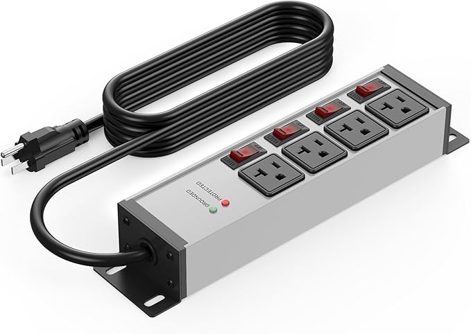 CCCEI Heavy Duty Surge Protector Power Strip 20 Amp Individual Switches. 20FT by CCCEI