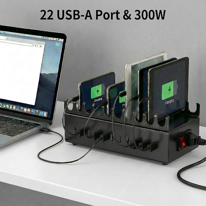 300W Charging Station for Multiple Devices, 22-Port Charger Stations for iPad - Image 5