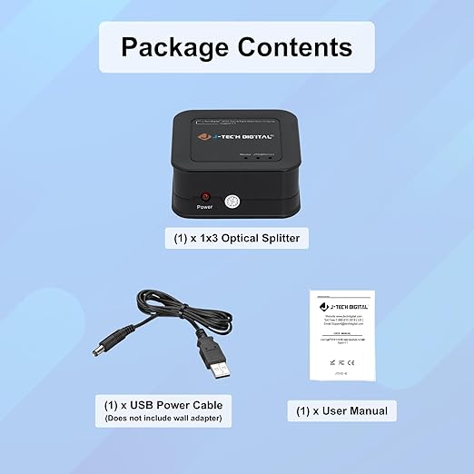J-Tech Digital 1x3 Optical Audio Splitter, 1 in 3 Out Toslink SPDIF Digital - Image 6