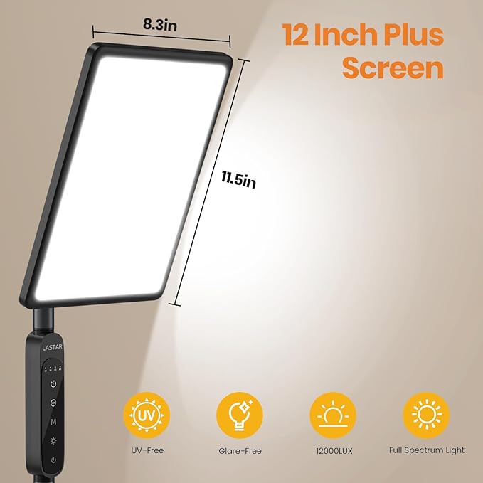 LASTAR Light Therapy Lamp, 12000LUX Therapy Light UV-Free &Full Spectrum Sun - Image 7