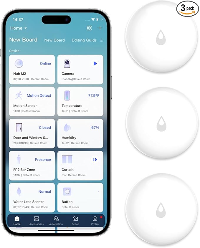 Aqara Water Leak Sensor 3 Pack, Zigbee Wireless Water Leak Detector by Aqara