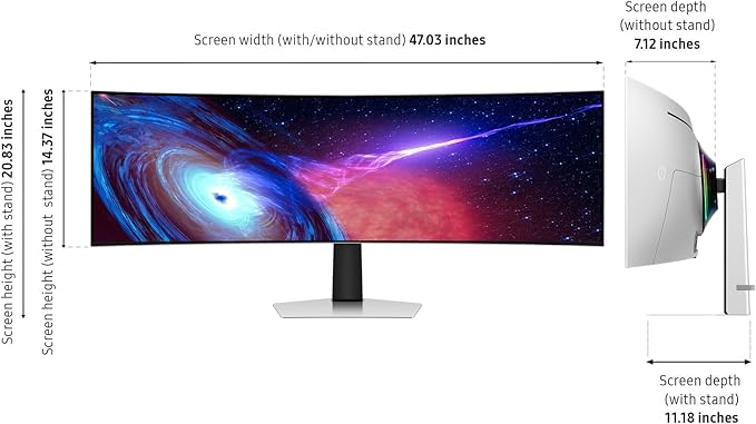 Samsung 49" Odyssey OLED Series Curved Gaming Monitor w QD-OLED, G-Sync - Image 3