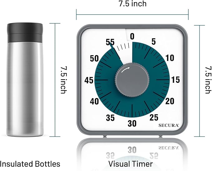 Secura 7.5 Inch Visual Timer, 60 Minute Visual Oversize Countdown Timer - Image 7