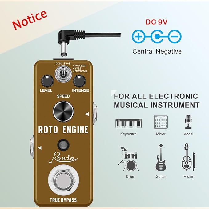 Rowin ROTO ENGINE Rotary Speaker Simulator Effect Pedal Mini Digital Guitar - Image 5