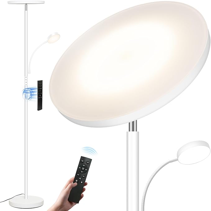 Floor Lamp, Upgraded 42W/4200LM Super Bright Floor Lamp, 2-in-1 LED Dimmable by Aulaiyi