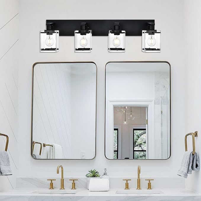 WINSHEN 4-Light Bathroom Vanity Light Fixture, Modern Black Wall Lighting Over - Image 6