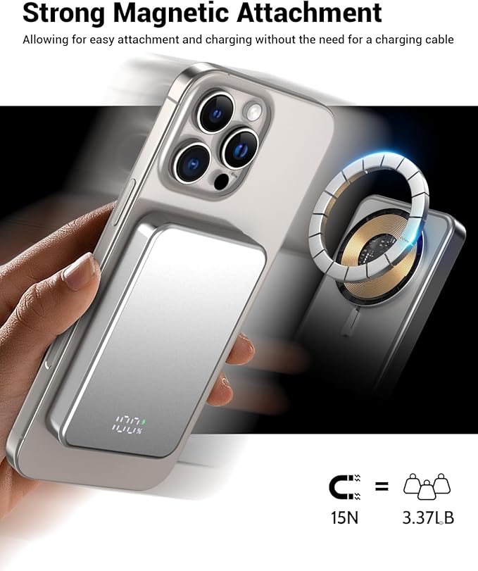 POAQCIF for Magsafe Portable Charger, Aluminum Alloy Small 10000mAh 20W PD - Image 5
