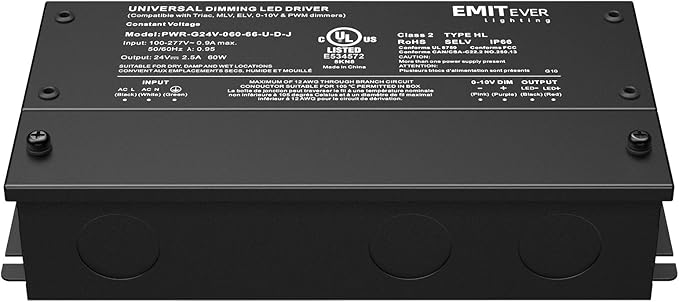 EMITEVER 60W Dimmable LED Driver, 24V Triac Dimmable Power Supply, AC to DC - Image 7