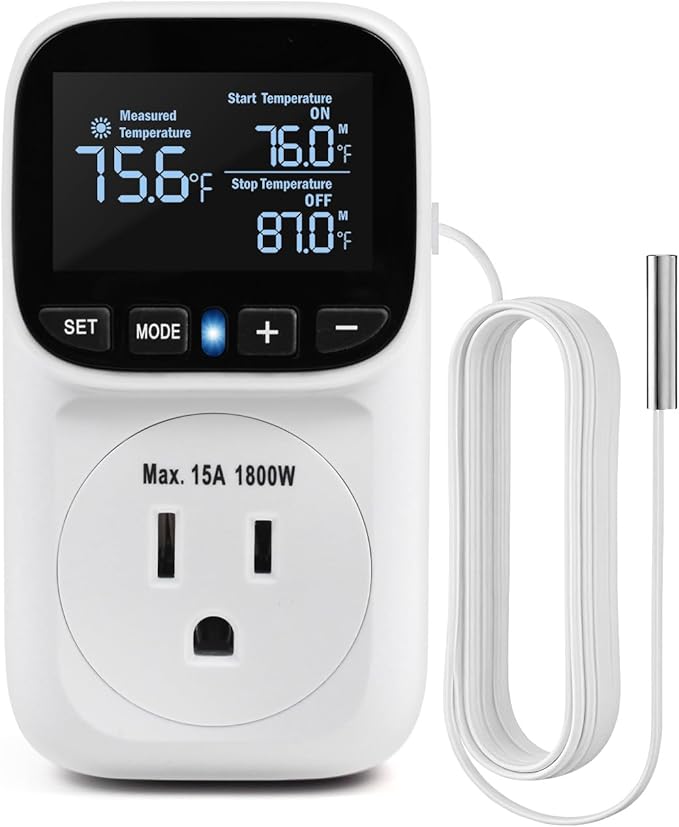 ZILLSEA Digital Temperature Controller, Heating & Cooling Thermostat Plug Outlet by ZILLSEA