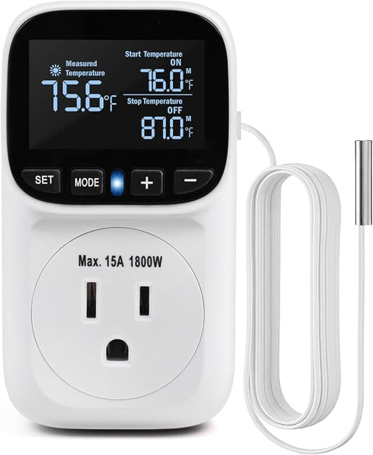 ZILLSEA Digital Temperature Controller, Heating & Cooling Thermostat Plug Outlet by ZILLSEA