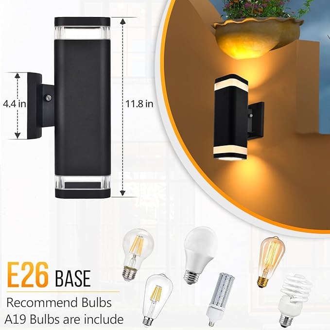 rosykite LED Outdoor Wall Sconce, Dusk to Dawn Outdoor Lighting Fixture - Image 4
