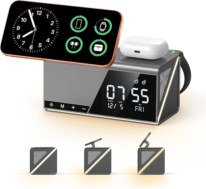 4URPC 6-in-1 Alarm Clock Wireless Charging Station by 4URPCTechnologies
