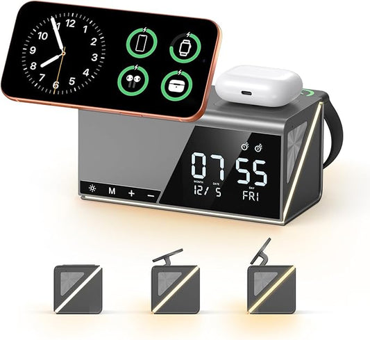 4URPC 6-in-1 Alarm Clock Wireless Charging Station by 4URPCTechnologies
