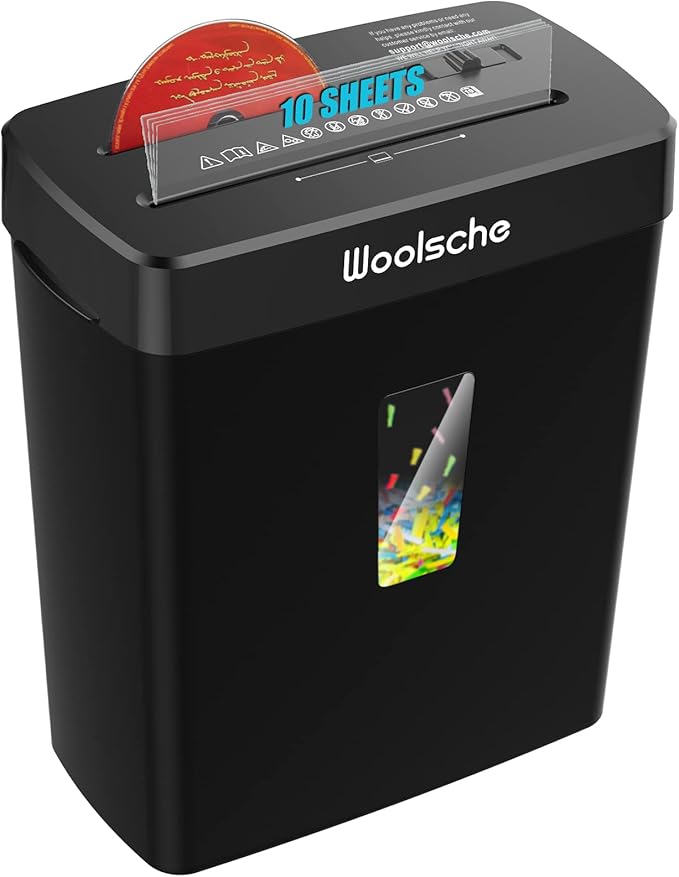 Woolsche Paper Shredder, 10-Sheet Cross Cut by Woolsche