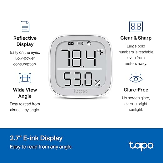 Tapo Smart Temperature and Humidity Monitor, 2.7" E-Ink Display, Swiss-Made - Image 3
