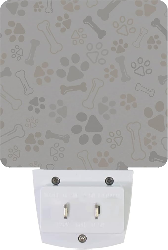 Smoaffly Dog Cat Paw Print Bones Night Light Plug-in LED Nightlights Auto - Image 3
