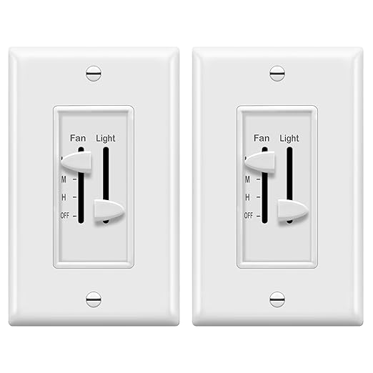 ENERLITES 3 Speed Ceiling Fan Control and Dimmer Light Switch, 2.5A Single Pole by Enerlites