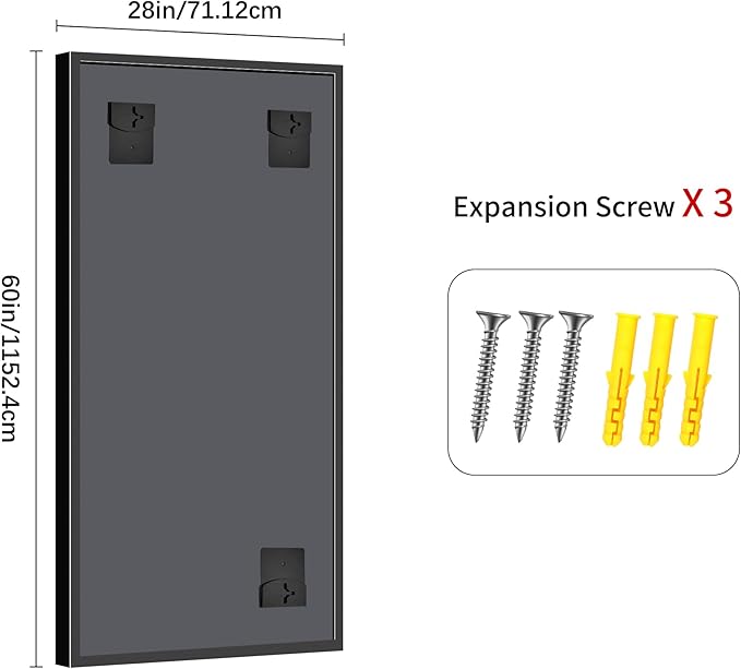 Black Bathroom Mirror, 28x60 Inch Large Rectangle Mirror, 0.6" Thickened Deep - Image 9