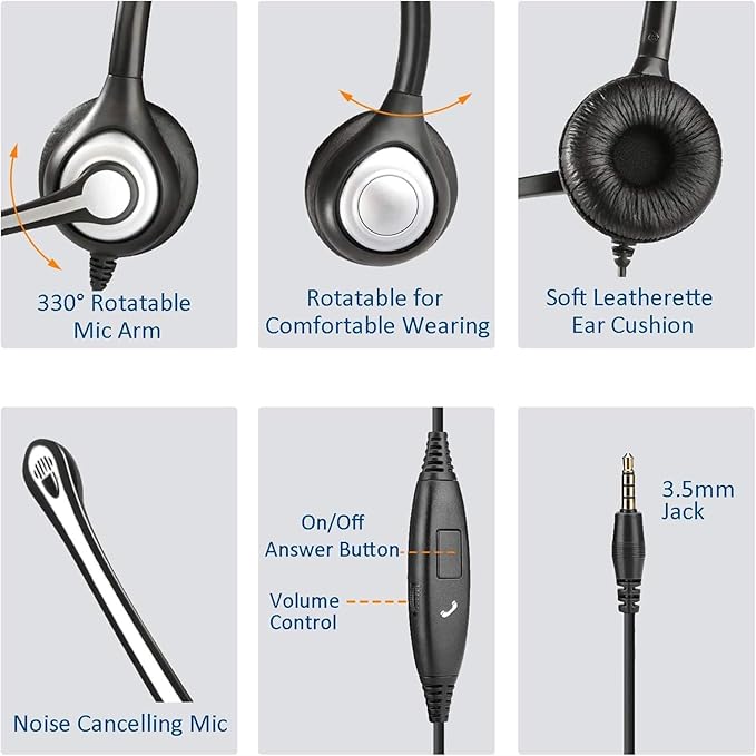 Wantek Phone Headset Wired Computer Headset - Image 5