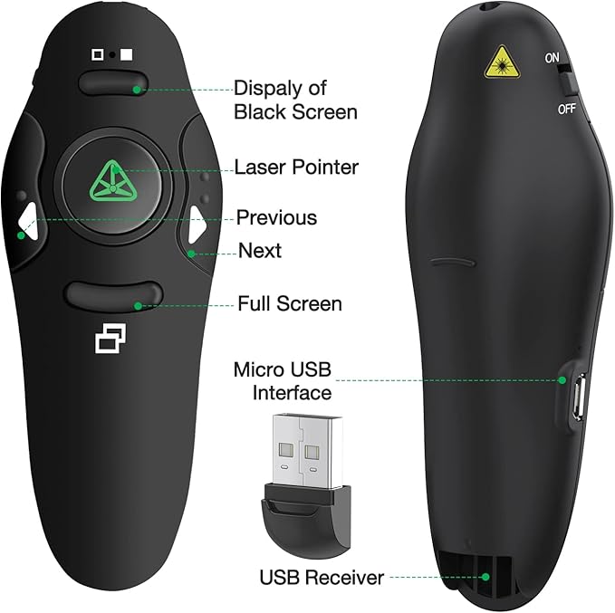 Rechargeable Presentation Clicker Wireless Presenter Remote USB Control - Image 8
