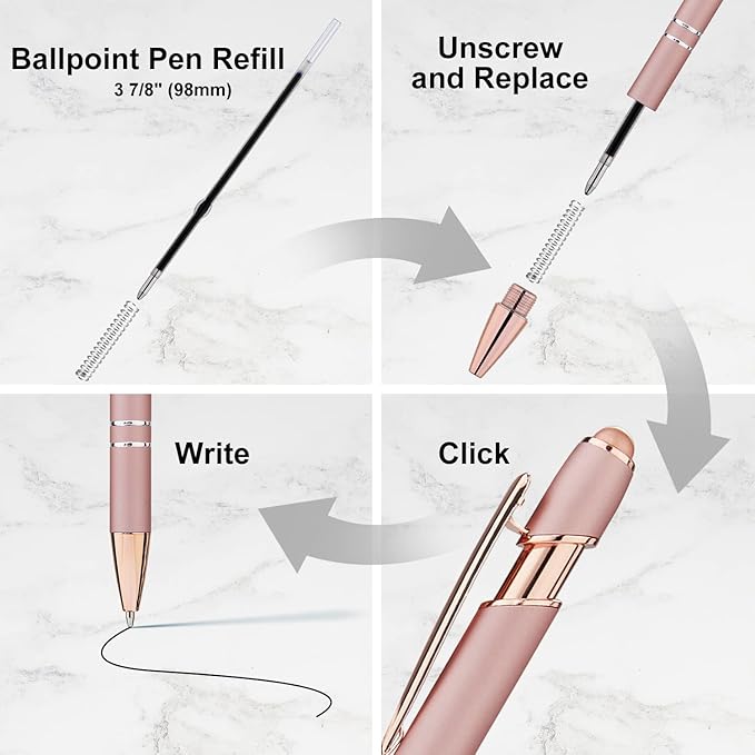 LINFANC 12 Pack Rose Gold Ballpoint Pen - Image 3