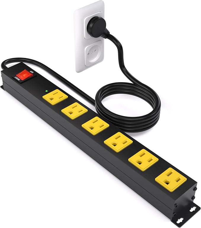 Heavy Duty 6 Outlet Metal Long Power Strip, 2700J Surge Protector by Unknown