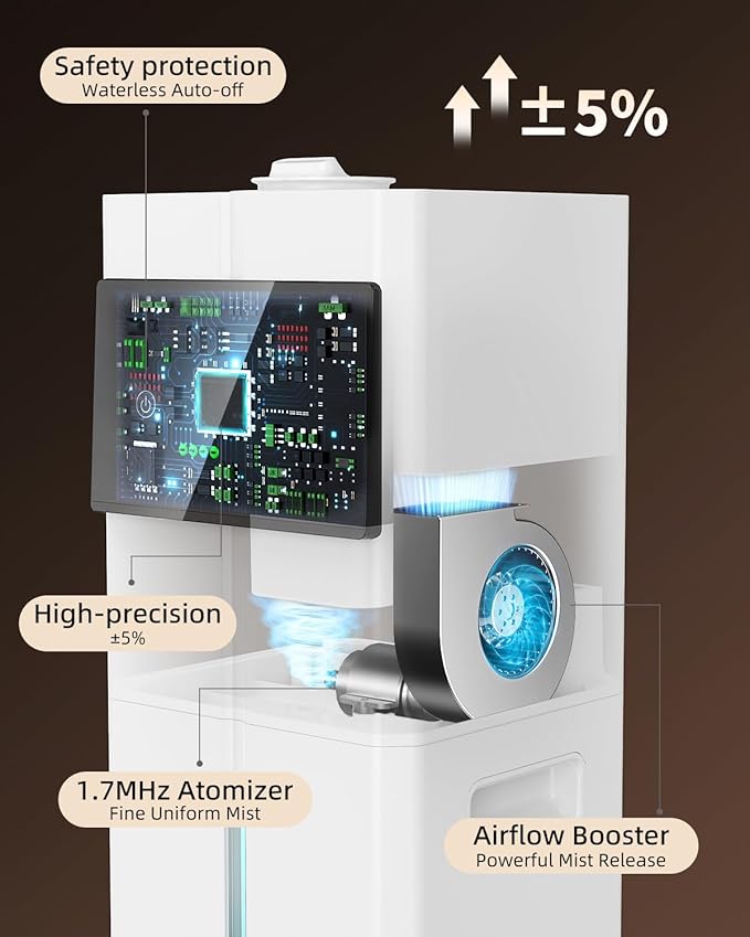 Cool Mist Humidifiers for Bedroom, Ultrasonic 2.4Gal 9L Quiet Top-Fill - Image 6