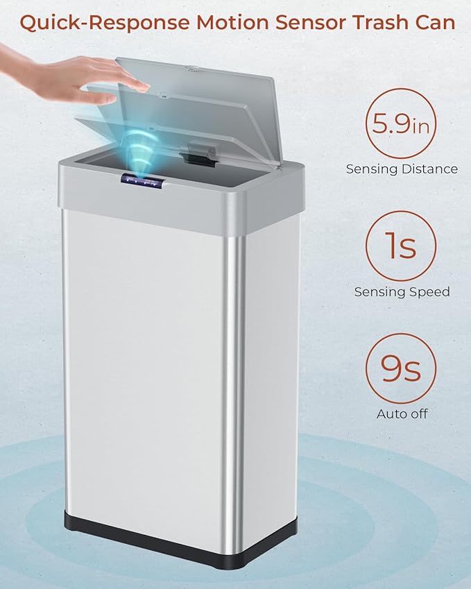 TLSUNNY 18.5 Gallon Motion Sensor Trash Can, Touchless Automatic Garbage Can - Image 3
