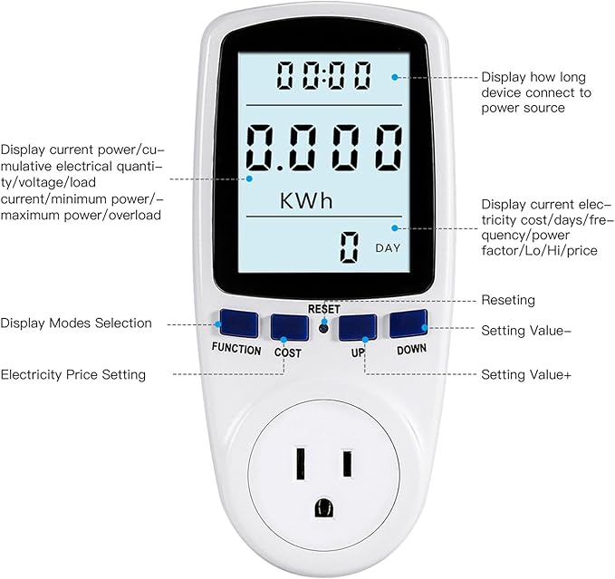 Klanata LCD Display Digital Power Meter, Voltage Monitoring - Image 4