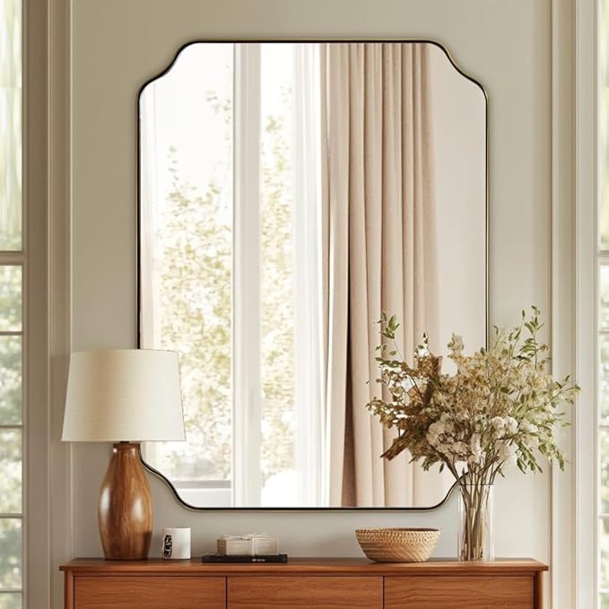 ANDY STAR 36"x48" Large Gold Mirror, Brushed Brass Rectangle Bathroom Mirror - Image 9