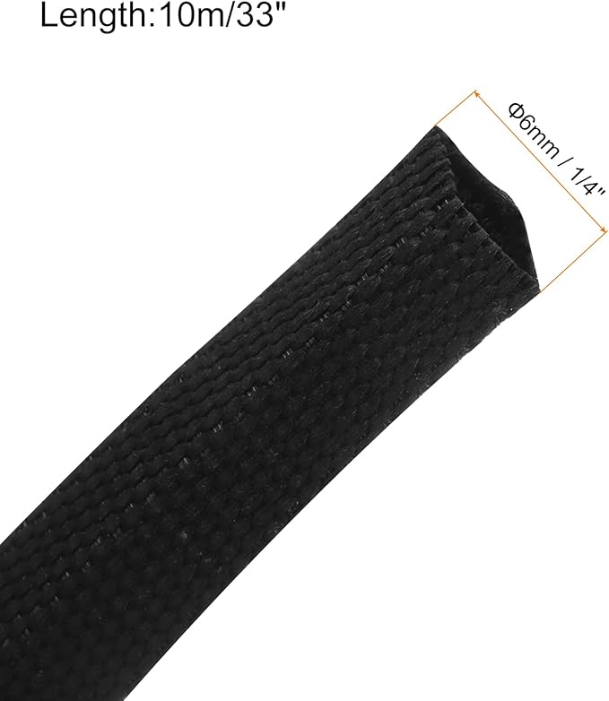 MECCANIXITY Braided Cable Sleeves Heat Shrinkable Fabric Sleeving, 1/4" 33ft - Image 2