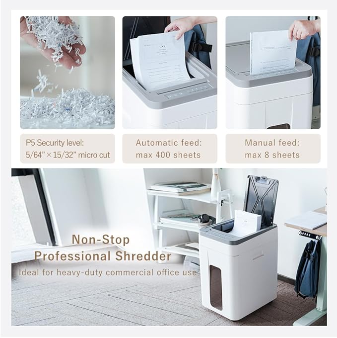Effeluviate Heavy Duty Paper Shredder: 400 Sheets Auto Feed - Image 2