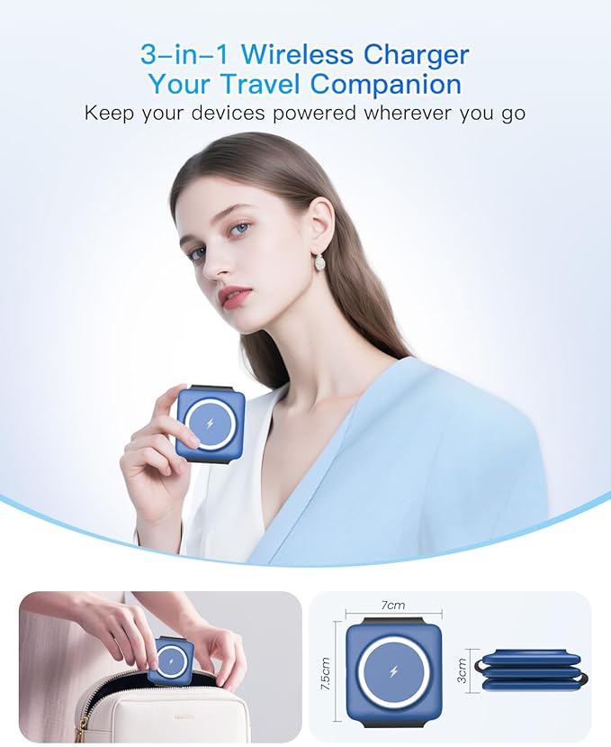 Iseyyox Charging Station for Apple Devices - 3 in 1 Magnetic Foldable Wireless - Image 2