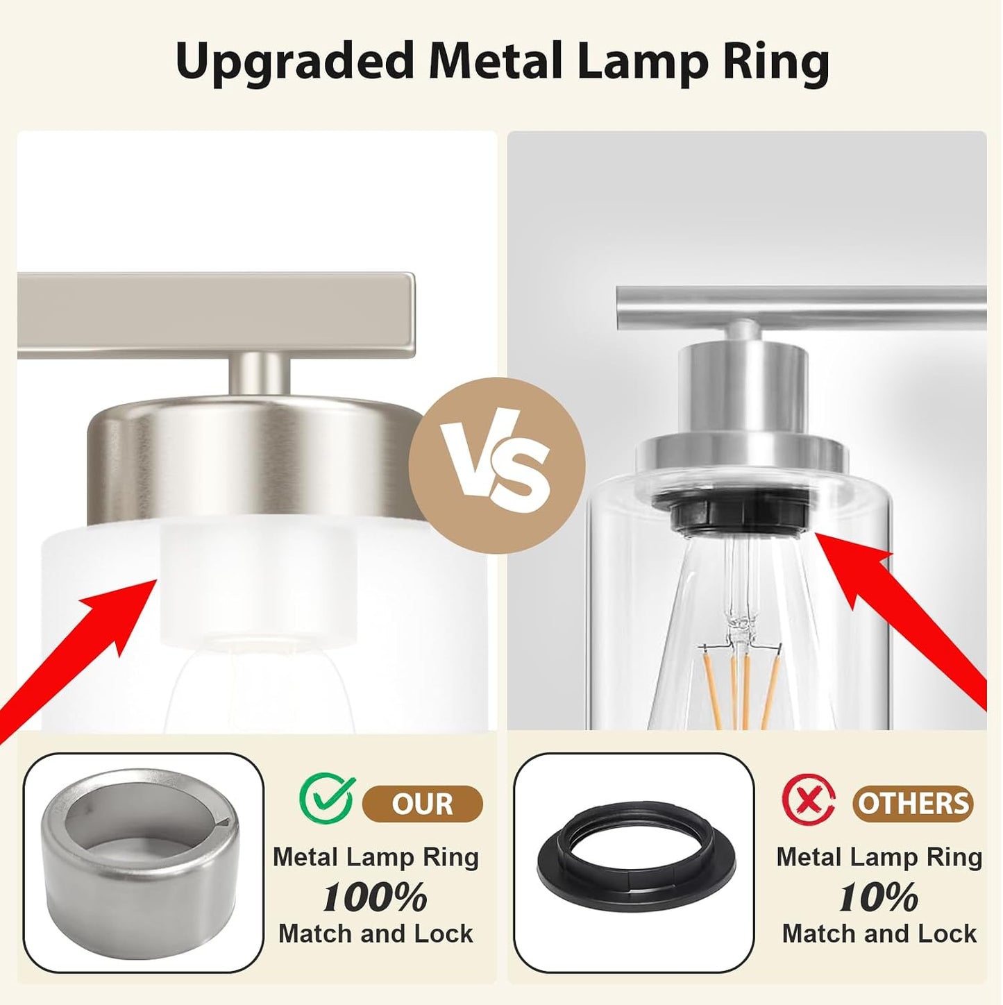 IZORRO Modern Bathroom Light Fixtures, 4 Light Brushed Nickel Vanity Lights, Bathroom Lighting Fixtures Over Mirror with White Glass for Living Room Cabinet Bedroom