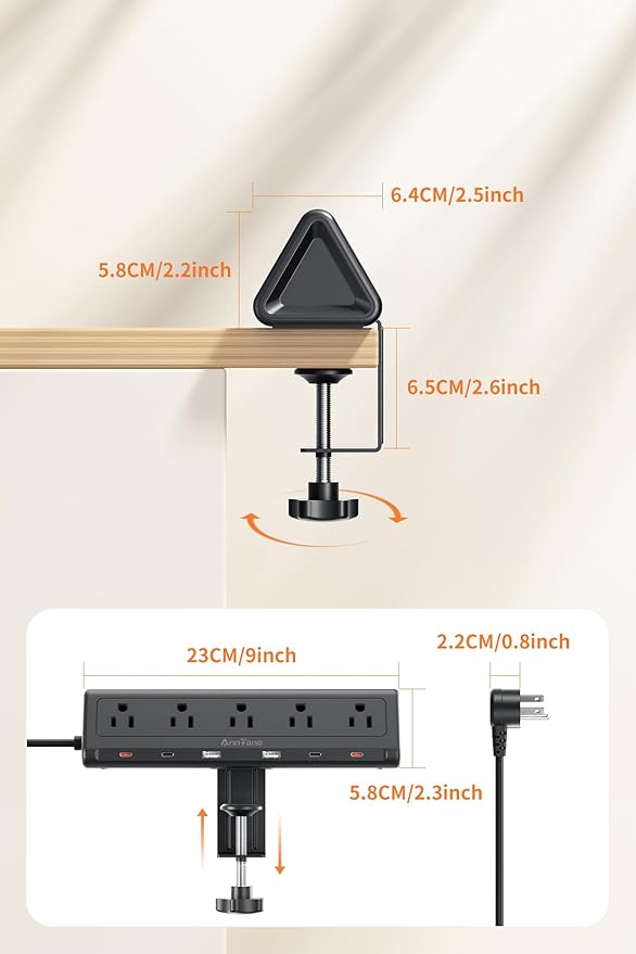 6.5 FT Desk Clamp Power Strip - Image 9