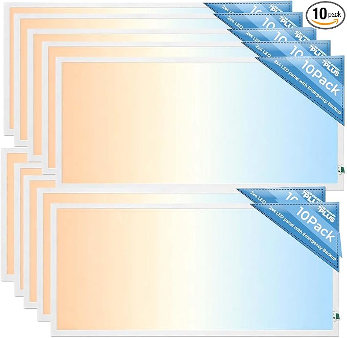 2X4 LED Flat Panel Light with Emergency Battery Backup, 50W 3000K/4000K/5000K by LED+ENERGY+PLUS