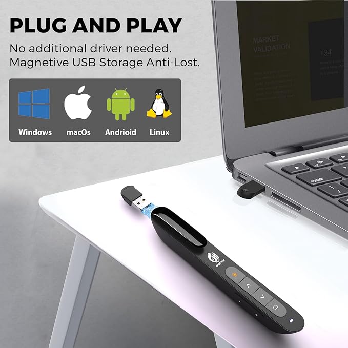 AMERTEER Wireless Presenter, Support Hyperlink RF 2.4GHz Powerpoint PPT Clicker - Image 4