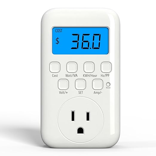HBN Watt Meter Plug with Backlight, Plug-in Socket Power Meter Electricity by HBN